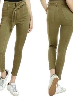 Alive and Olivia High-Waist Tie Front Stretch Pants - Olive